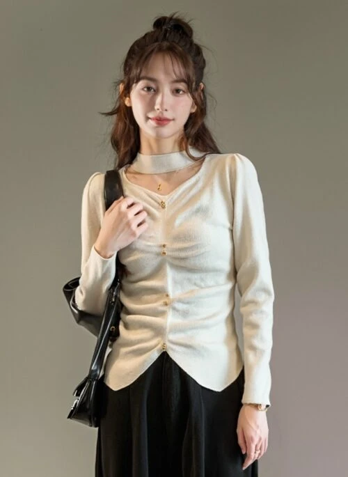 Halter Neck Slim Fit Knit Sweater