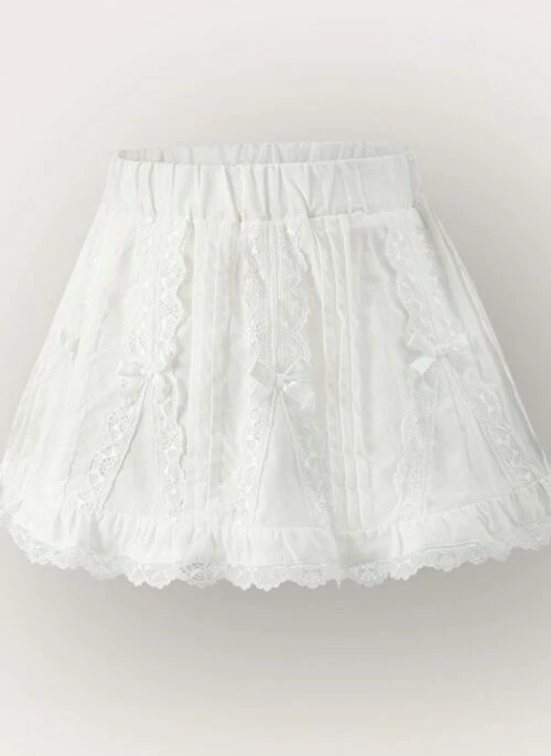 White Mini Bows Croquette Skirt | Ahyeon - BabyMonster