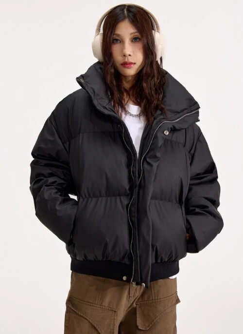 Black Zip-Up Puffer Jacket | Jennie – BlackPink