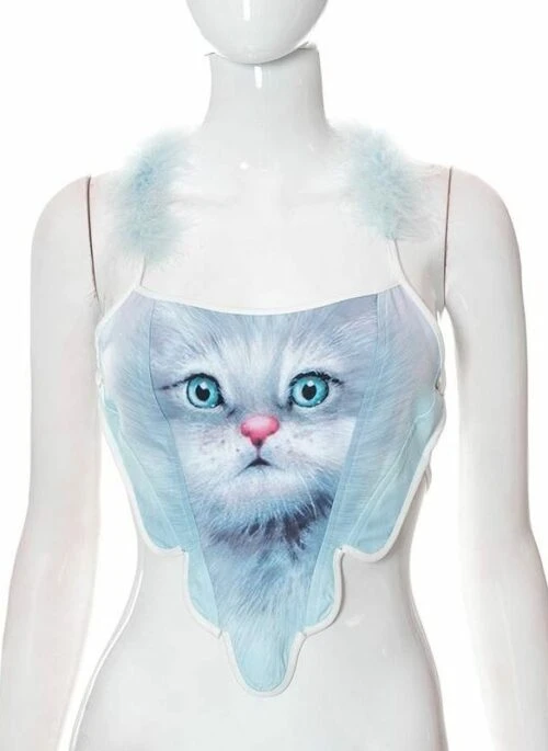 Blue Cat Fur Corset Top | Sana - TWICE