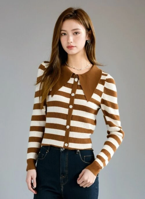 Vintage Striped Knit Sweater Doll Collar