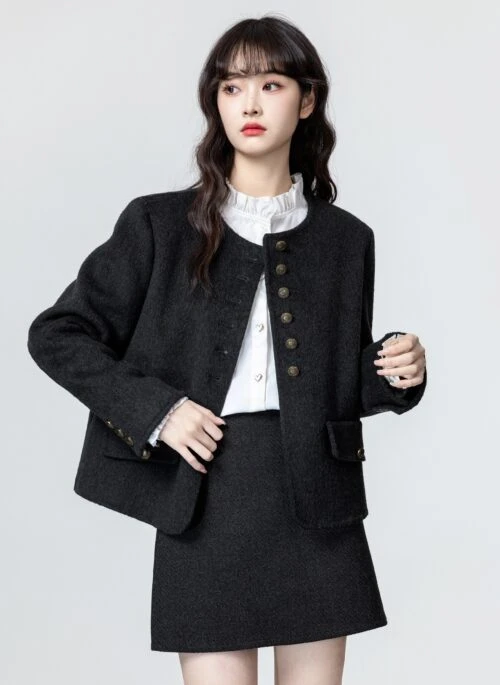 Wool Blend Coat With Doublesided Design