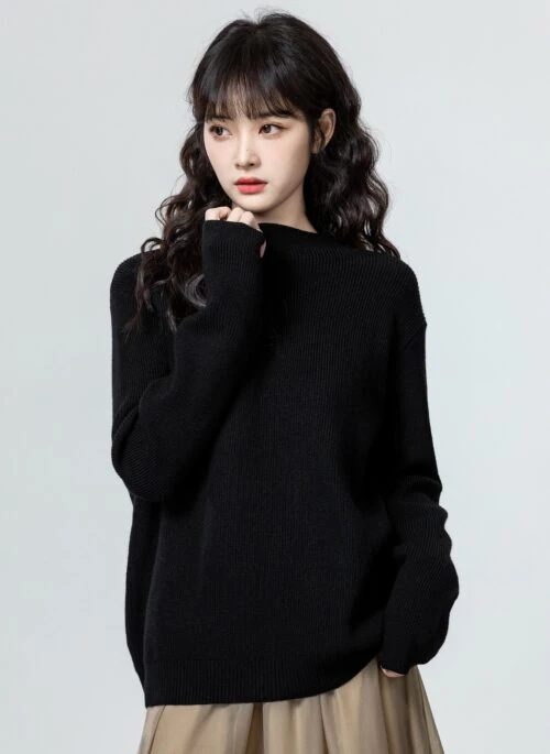 Black Cozy Knit Sweater Top