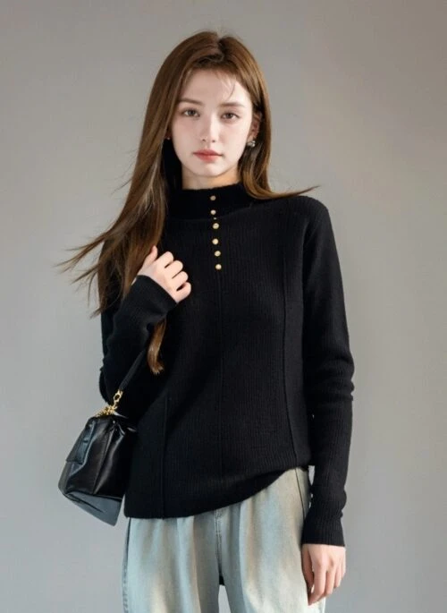 Black Fleece Thick Knit Sweater Stylish