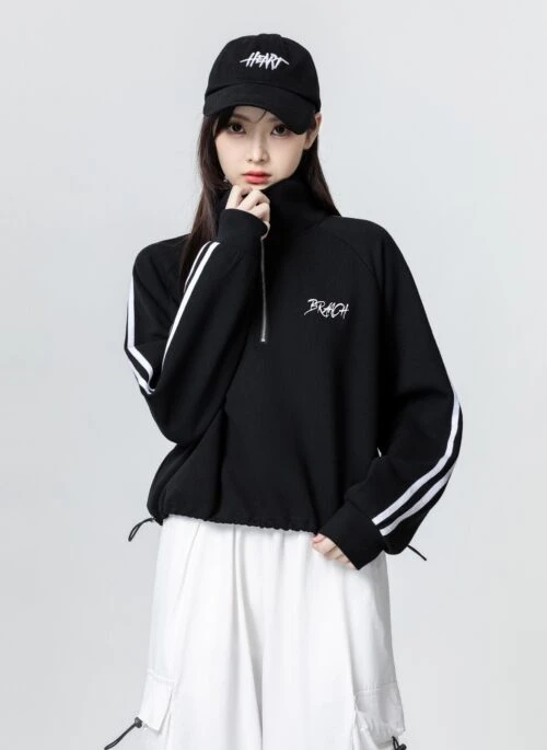 Black Polo Halfzip Sweatshirt