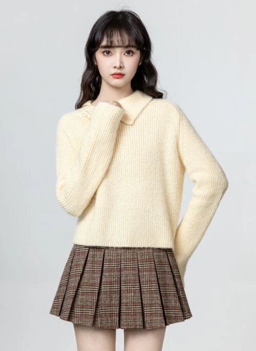 Butter Yellow Horn Button Knit Sweater