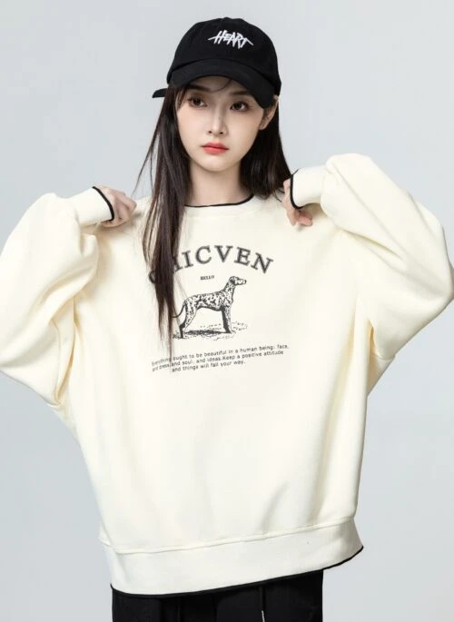 Colorblock Crewneck Letter Pullover Sweatshirt