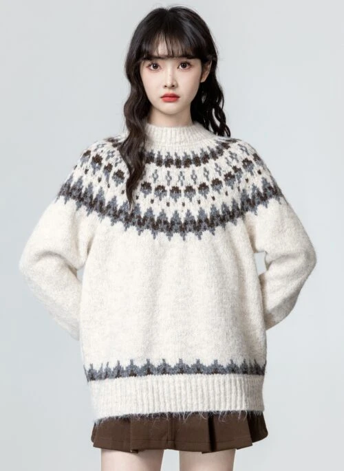 Fair Isle Cozy Knit Pullover Sweater