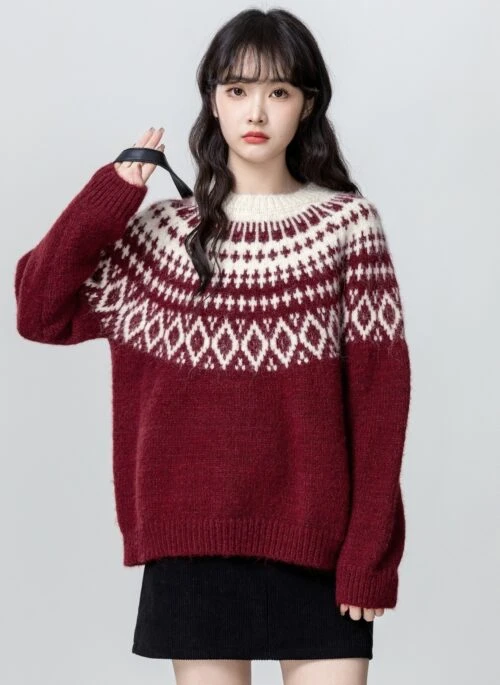 Festive Red Fair Isle Sweater