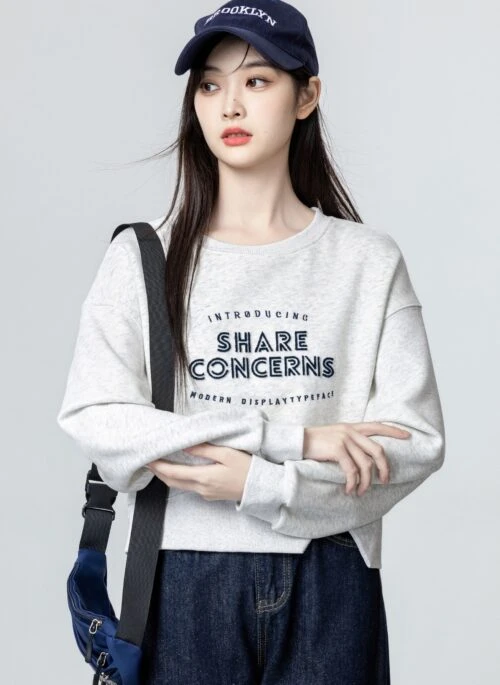 Heather Gray Asymmetrical Crewneck Sweatshirt