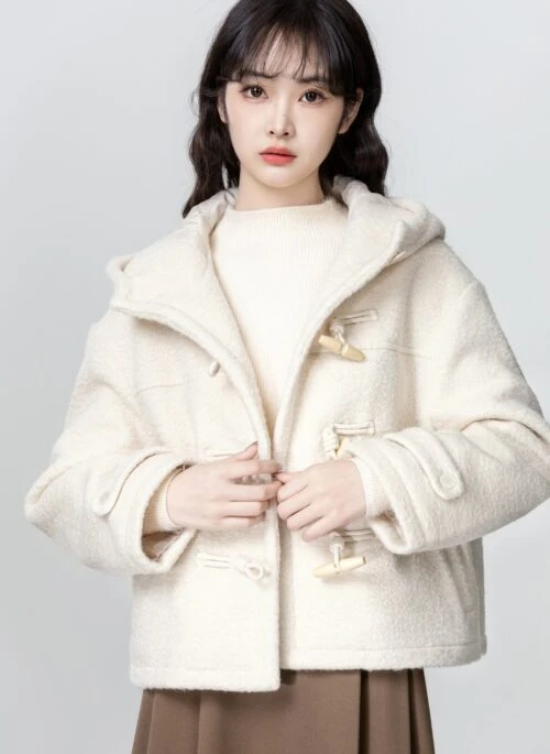 Hooded Toggle Wool Coat