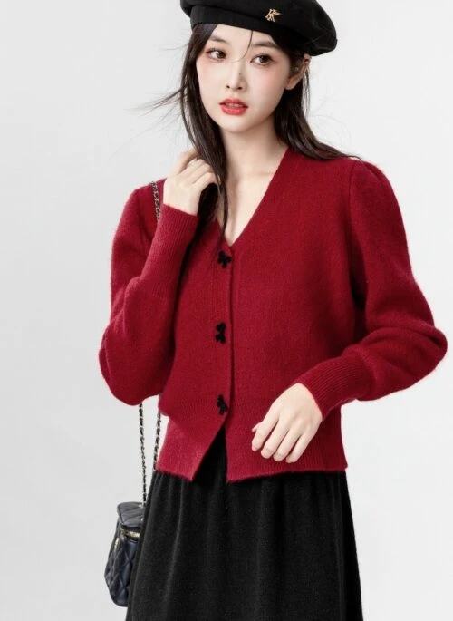 Knit Cardigan Bow Sweater Jacket