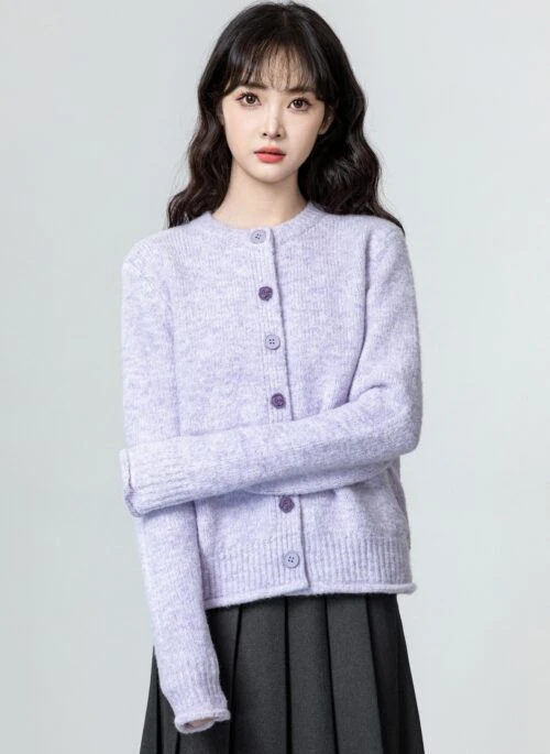 Lilac Knit Cardigan Sweater