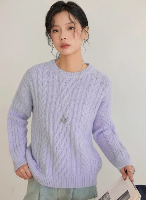 Lilac Knitted Crew Neck Sweater | Taemin – SHINee