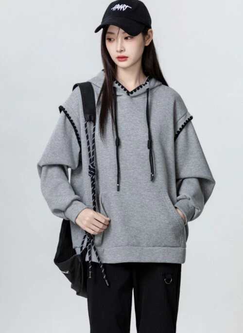 Oversized Gray Hoodie Pullover