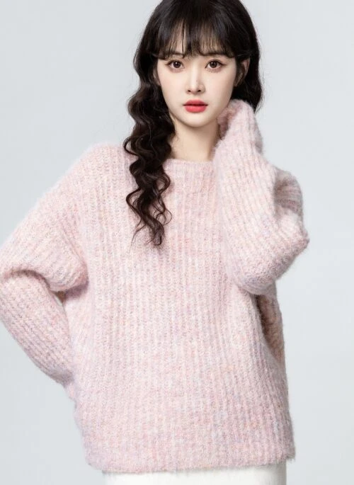 Pink Cozy Oversized Knit Sweater