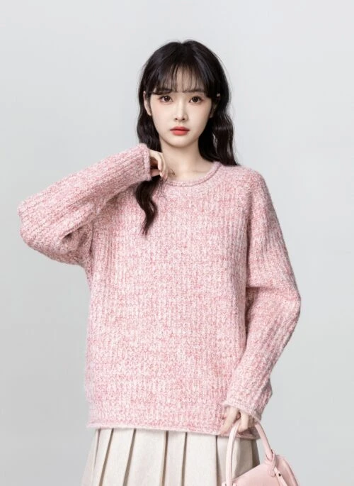 Soft Pink Oversized Knit Sweater