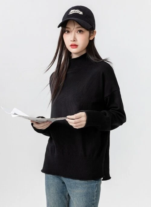 Thick Black Turtleneck Sweater