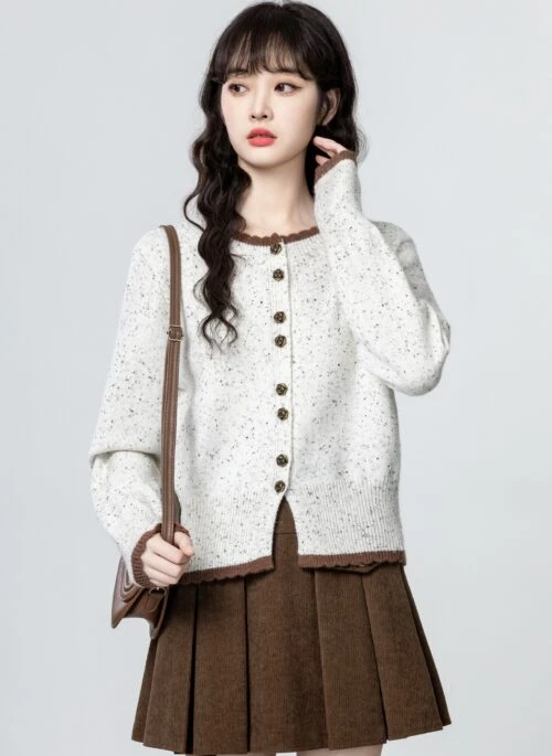 Vintage Color Block Knit Cardigan Sweater