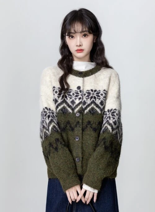 Vintage Fair Isle Knit Cardigan Sweater