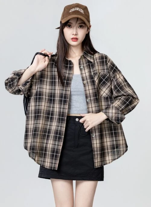 Vintage Plaid Long Sleeve Shirt