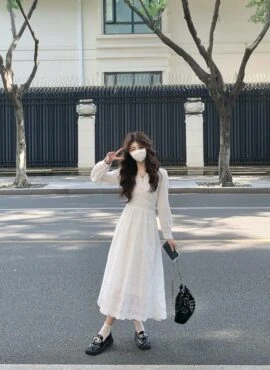 White Lace Long Sleeves Fairy Dress | Yoon Joo Won – Family By Choice