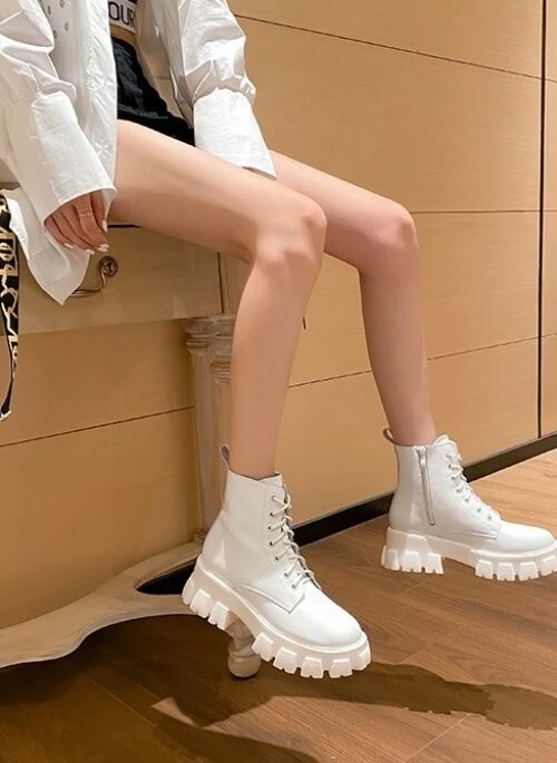 White Lace-Up Ankle Boots | Jimin – BTS