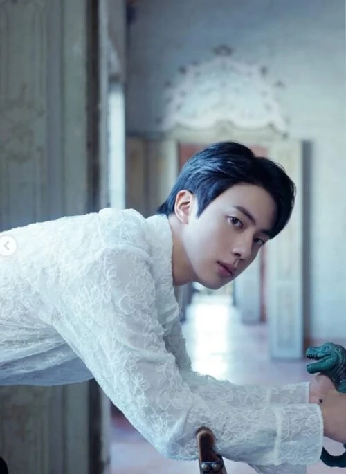 White Sheer Floral Shirt | Jin – BTS