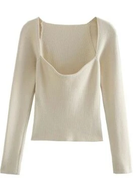 Beige Chic Neckline Knitted Top | Yoon Ji Won – Love Scout