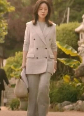 Beige Double-Breasted Suit Vest | Yoon Ji Won – Love Scout