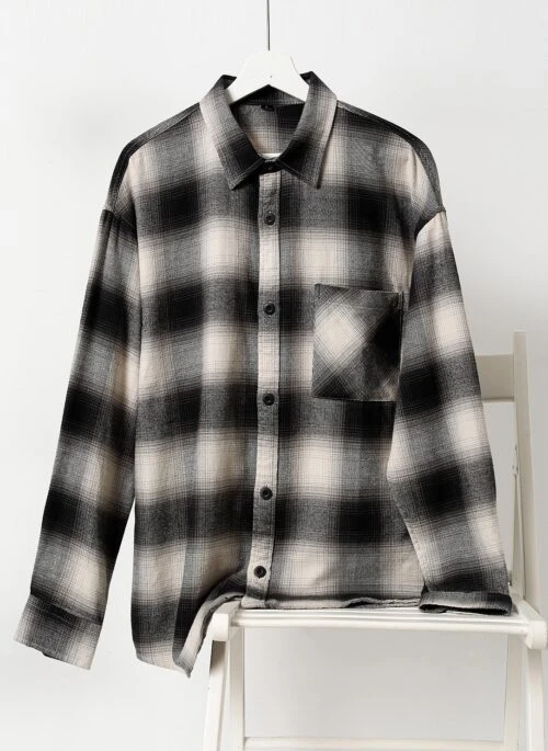 Black And White Ombre Plaid Shirt | Rei - IVE