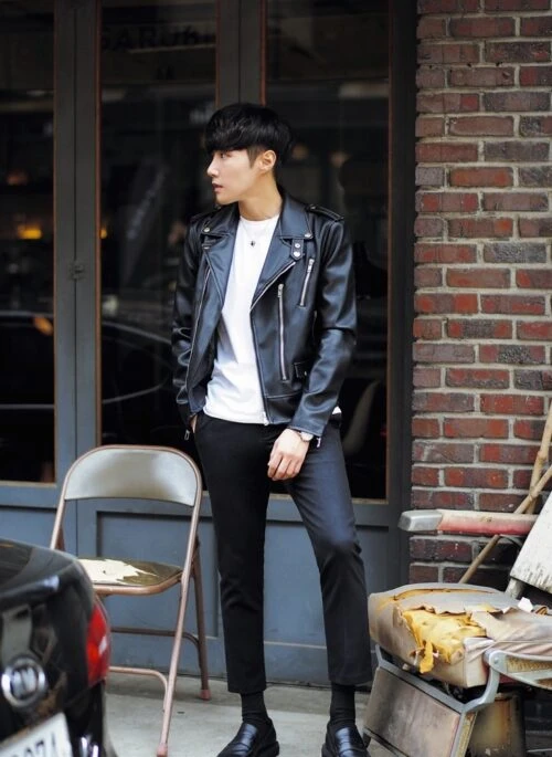 Black Chic Faux Leather Jacket | Bambam - GOT7