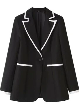 Black Contrast-Trim Blazer Jacket | Hong Hae In – Queen Of Tears