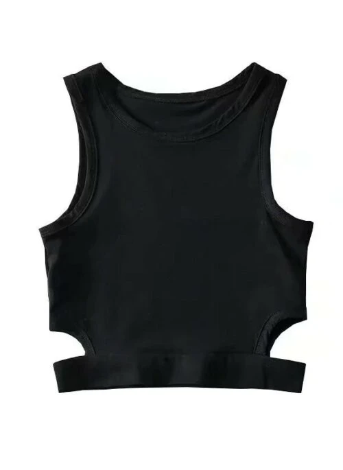 Black Hollow Waist Crop Top | Ningning - Aespa