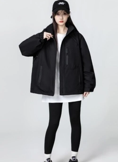 Black Hooded Lightweight Down Jacket