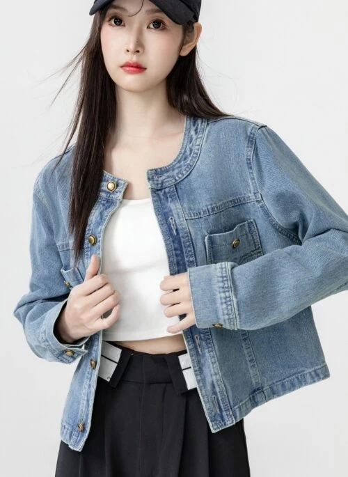 Blue Denim Jacket Casual Cardigan