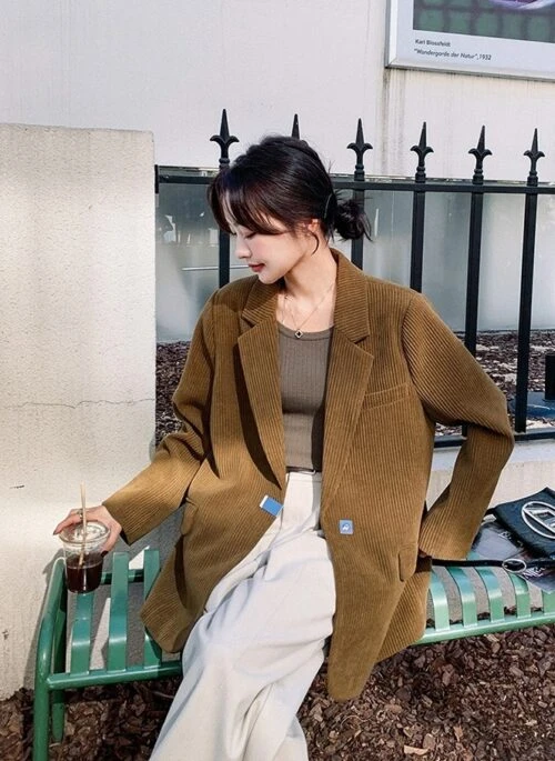 Brown Corduroy Suit Blazer Jacket | Yoon Ji Won – Love Scout