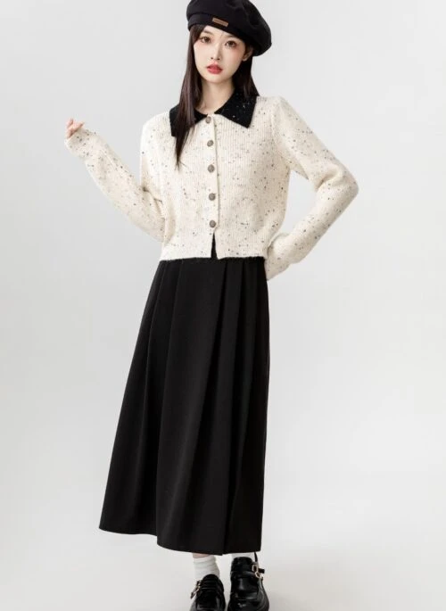 Chic Polo Collar Knit Cardigan