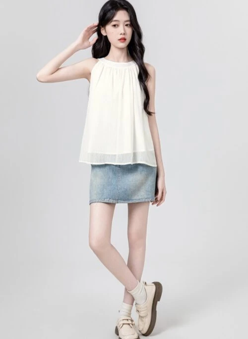 Chiffon Halter Sleeveless Blouse