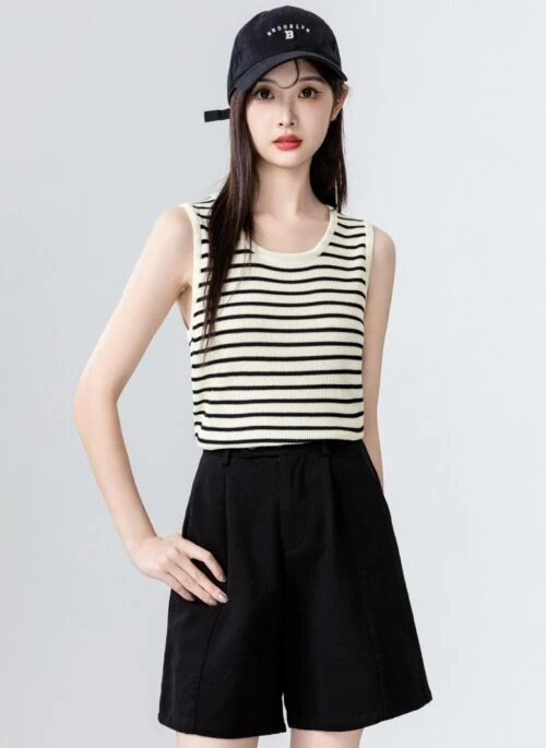 Colorblock Striped Knit Tank Top