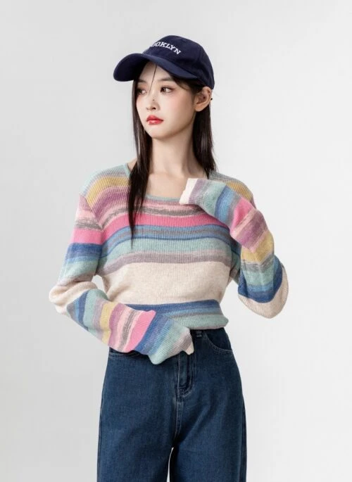 Colorful Striped Knit Top