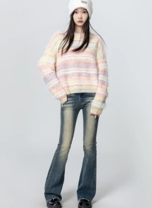 Colorful Striped Soft Knit Sweater