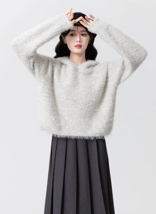 Cozy Knit Fleece Hoodie Sweater