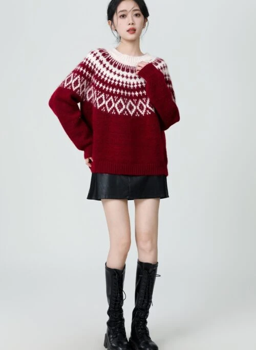 Fair Isle Red Christmas Sweater