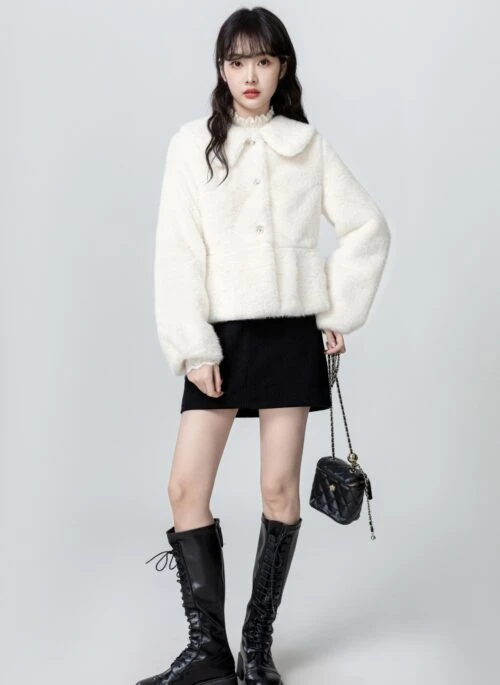 Faux Fur Plush Cardigan Coat