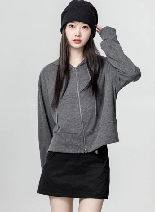 Gray Lightweight Zipup Hoodie Jacket