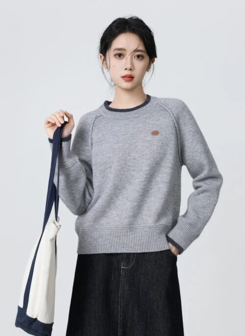 Gray Thick Knit Sweater Pullover