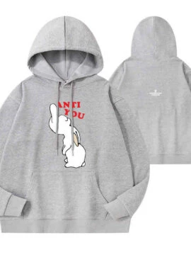 Grey “Anti-You” Graphic Print Hoodie | LeeKnow – Stray Kids