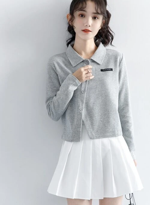 Irregular Design Gray Long Sleeve Shirt