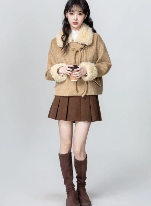 Khaki Woolen Duffle Coat Jacket